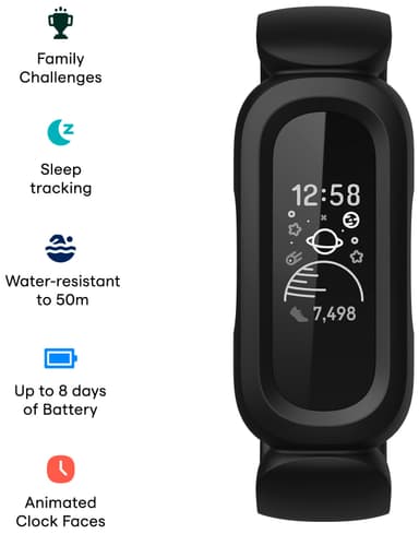 Fitbit Ace 3 aktivitetstracker til børn (sort/rød)