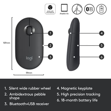 Logitech Pebble M350 trådløs mus (graphite)