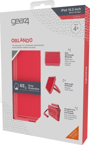 Gear4 D3O Orlando iPad 10.2 cover til børn (rød)