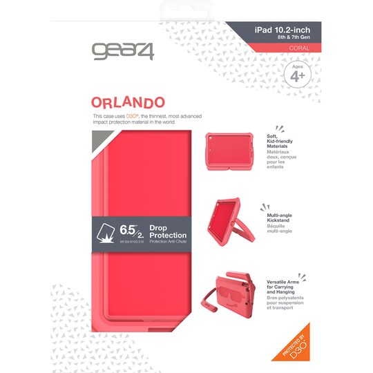 Gear4 D3O Orlando iPad 10.2 cover til børn (rød)