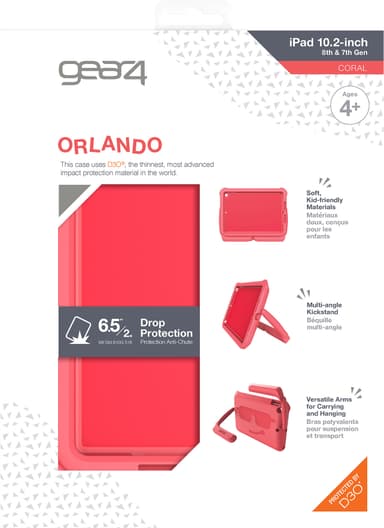 Gear4 D3O Orlando iPad 10.2 cover til børn (rød)