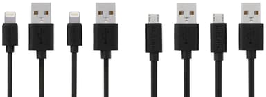 Unisynk Micro USB 2.0 + Lightning kabel - 4 stk