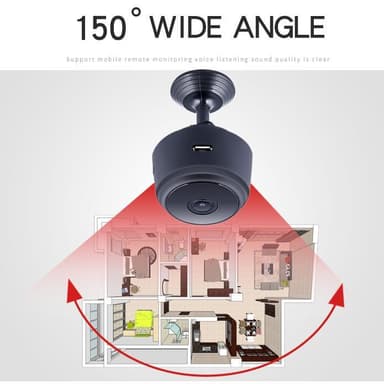 HD Webcam WiFi Mini overvågningskamera Sort