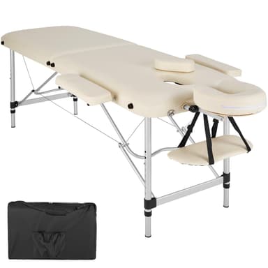 Massagebriks i aluminium med 2 zoner, polstring + taske - beige
