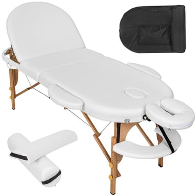 Massagebriks oval med 5cm polstring + ruller - hvid
