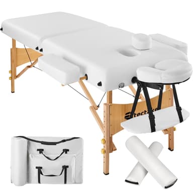 Massagebriks med 2 zoner, 7,5cm polstring + ruller + polstring - hvid
