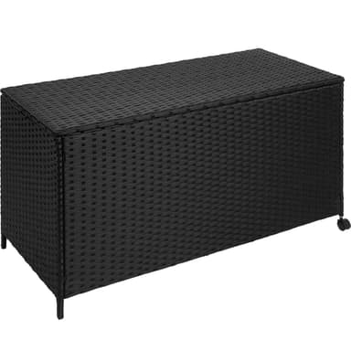 Hyndeboks med hjul i aluminium og polyrattan - sort