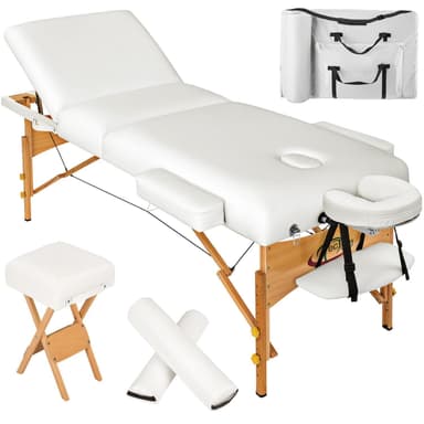 Massagebriks med 3 zoner 10cm polstring + ruller + skammel + taske - hvid