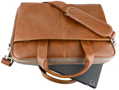 Sandstrøm 15.6" computertaske i  PU læder - brun