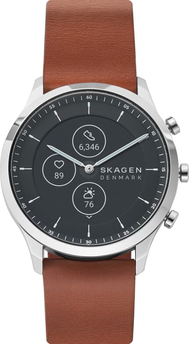Skagen Jorn Hybrid HR smartwatch 42mm (sølv/brunt læder)