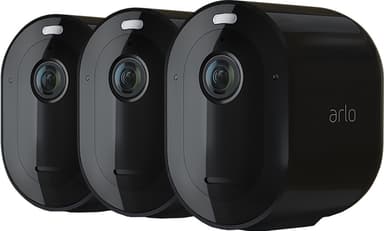 Arlo Pro 4 2K QHD 3-pak (sort) | Elgiganten