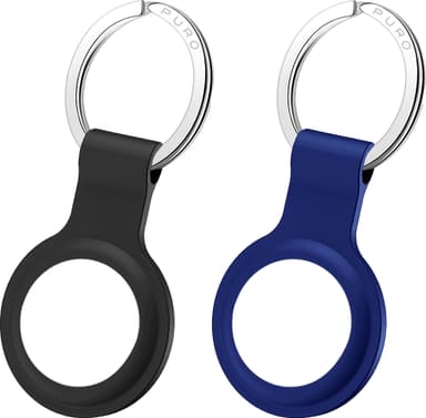 Puro Icon AirTag silikoneholder med nøglering 2 stk (sort/blå)