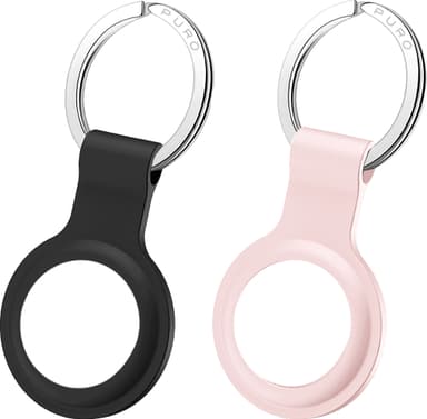Puro Icon AirTag silikoneholder med nøglering 2 stk (sort/rose)