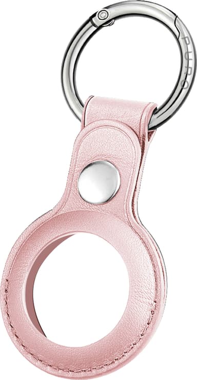 Puro Sky AirTag læderholder med nøglering (rose)