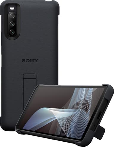 Sony Xperia 10 III Style cover med stander (sort)