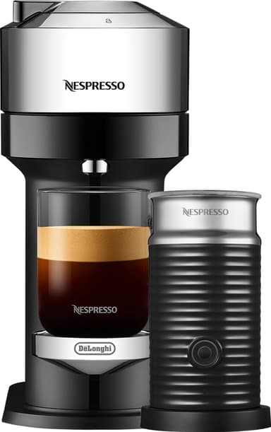 Nespresso Vertuo Next kaffemaskine fra DeLonghi Bundle, Pure Chrome