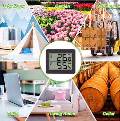 Mini Hygrometer / Termometer LCD Sort