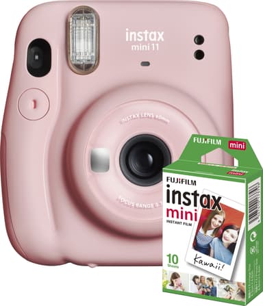 Fujifilm Instax Mini 11 kompaktkamera (lyserød, bundle m. 10 film)