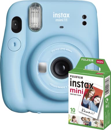Fujifilm Instax Mini 11 kompaktkamera (blå, bundle m. 10 film)