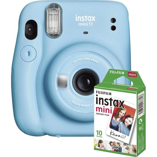 Fujifilm Instax Mini 11 kompaktkamera (blå, bundle m. 10 film ekstra)