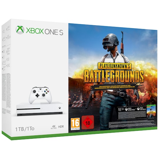 Xbox One S 1 TB + PlayerUnknown’s Battlegrounds (hvid)