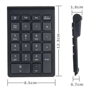Trådløst numerisk tastatur 2.4G Wifi Sort