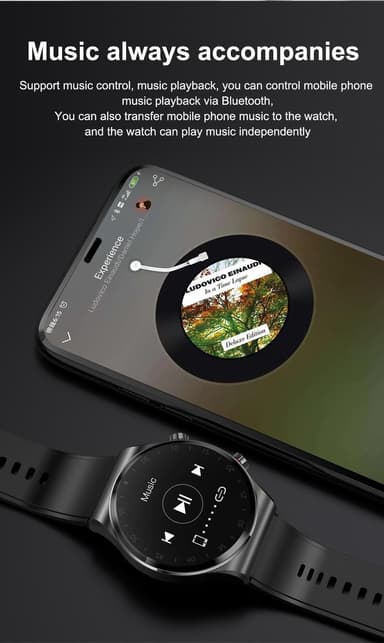 Smart ur med Bluetooth, puls og blodtryksmåler Sort - Hurtige leverancer