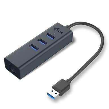 i-tec Metal U3METALG3HUB, USB 3.2 Gen 1 (3.1 Gen 1) Type-A, RJ-45, USB 3.2 Gen 1 (3.1 Gen 1) Type-A, 5000 Mbit/s, Grå, Metal, Link