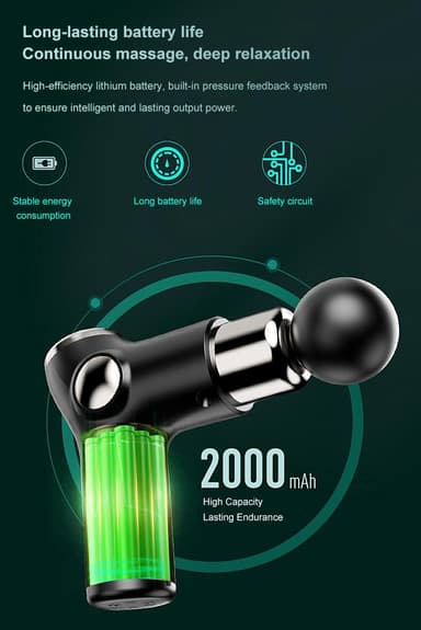 Massagepistol med 4 massagehoveder 32 gear