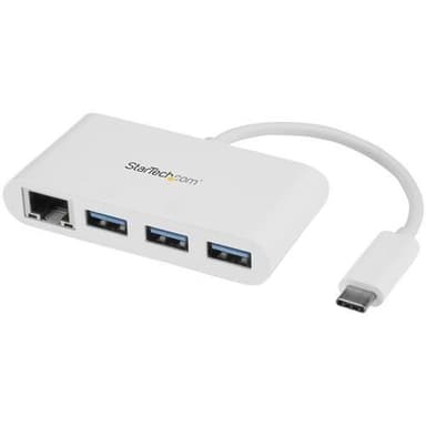 StarTech.com HB30C3A1GEA, Ledningsført, USB, Ethernet, 1000 Mbit/s, Hvid