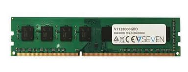 V7 V7128008GBD, 8 GB, 1 x 8 GB, DDR3, 1600 Mhz, 240-pin DIMM, Grøn