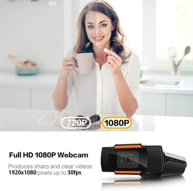 Webcam 1080p Full HD med indbygget mikrofon