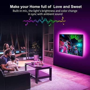LED-strip med Bluetooth, musik synkronisering, fjernbetjening (20 m)