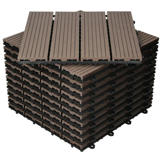 ECD Germany WPC terrassefliser 30x30 cm 22-delt besparelsessæt til 2m² mørkebrun