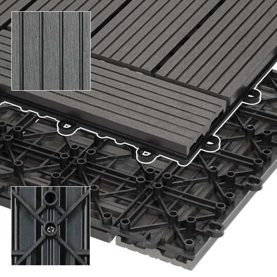 ECD Germany WPC terrassefliser 30x30cm besparelsessæt på 33 til 3m² antracit