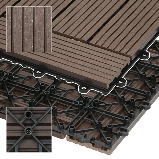 ECD Germany WPC terrassefliser 30x30cm 22 dele besparelsessæt til 2m ² mørkebrun