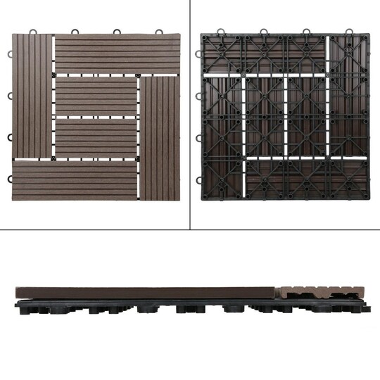 ECD Germany WPC terrassefliser 30x30cm 22 dele besparelsessæt til 2m ² mørkebrun