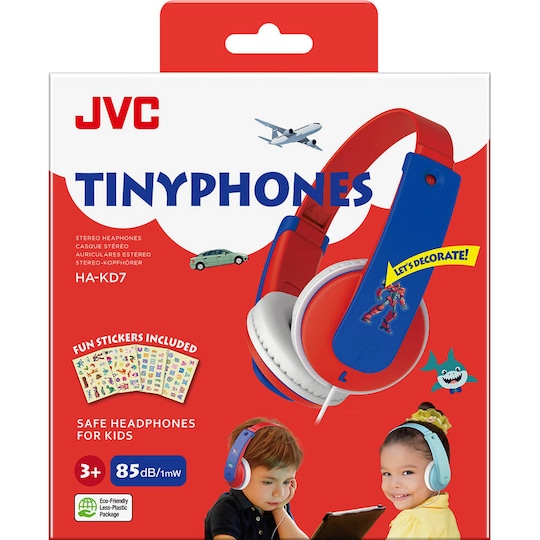 JVC Kids KD7 85dB på-øret høretelefoner (rød)