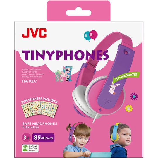 JVC Kids KD7 85dB på-øret høretelefoner (pink)