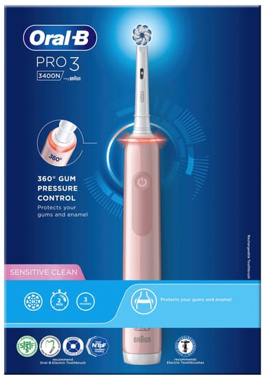 Oral-B Pro3 3400N elektrisk tandbørste 291077 (lyserød)