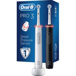 Oral-B Pro3 3900N elektrisk tandbørste dobbeltpakke 291503 (sort/hvid)