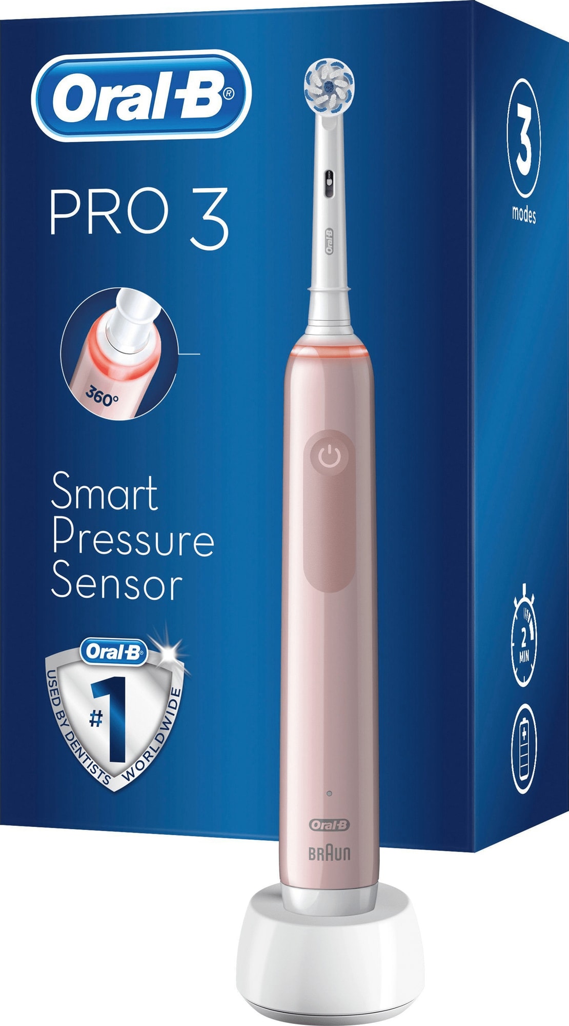 Oral-B Pro3 3400N elektrisk tandbørste 291077 (lyserød) thumbnail