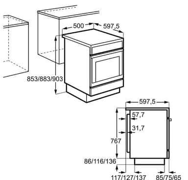 Electrolux 50 cm komfur EKS50150OW