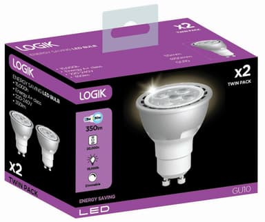 Logik LED pære 5 W GU10 - 2 stk