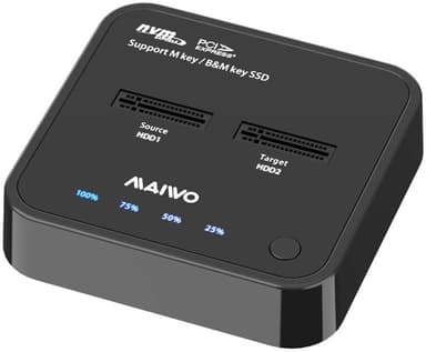 Maiwo K3016P dockingstation til kloning af NVMe SSD 1: 1 10 Gbps M-Key og B + M Key