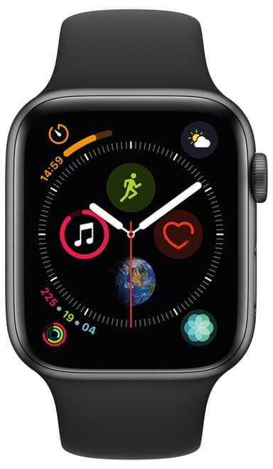 Apple Watch Series 4 44mm (grå alu/sort sportsrem)