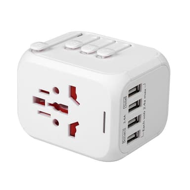 lunken Numerisk Demokrati Universal rejseadapter 4 USB-porte Hvid | Elgiganten