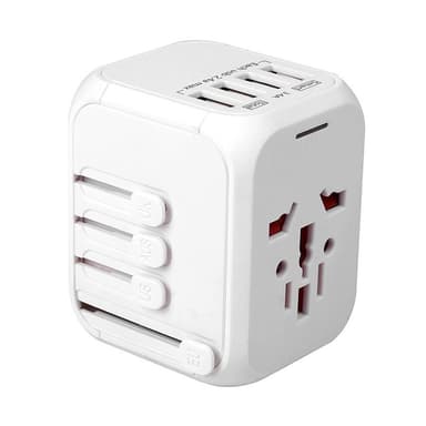 Universal rejseadapter 4 USB-porte Hvid
