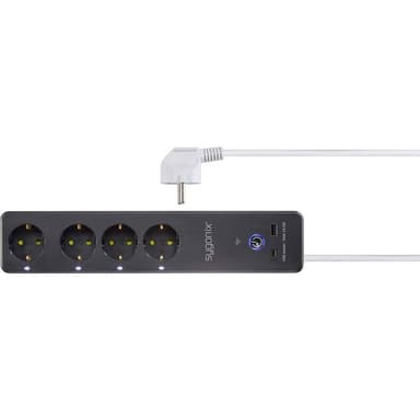 Sygonix SY-4538254 WiFi-stikdåseskinne Sort, Hvid Stik