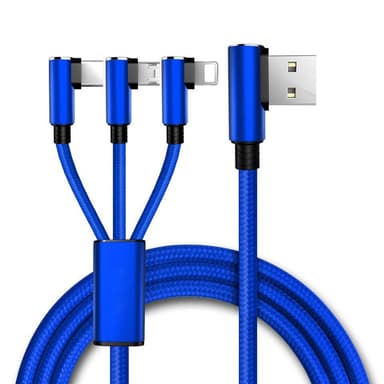 Walter Cunningham Busk vokal NÖRDIC vinklet multi-oplader kabel 1 til 3 USB A til Micro USB, Ikke MFI  Lightning og USB C 1m Max 3A | Elgiganten
